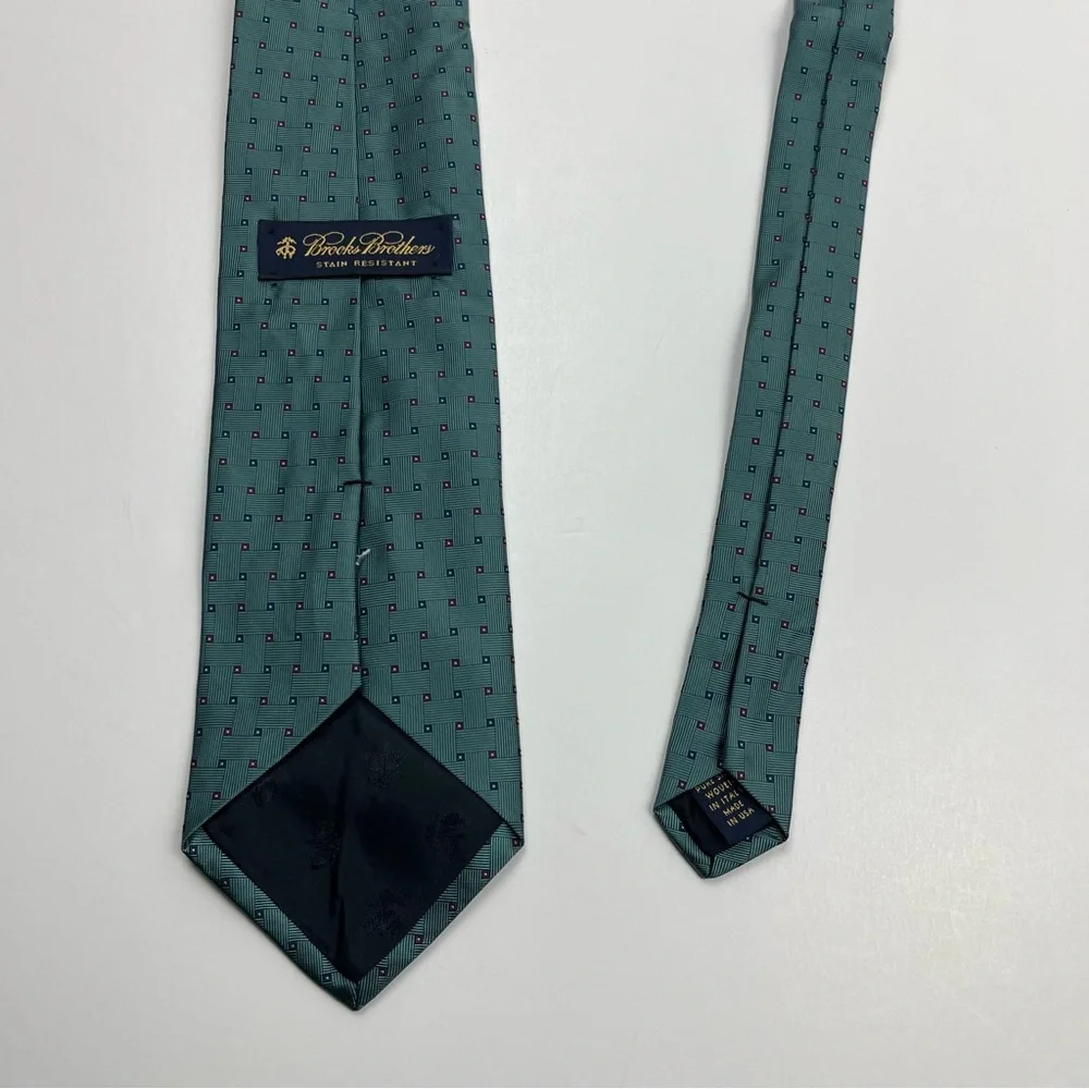 Brooks Brothers Teal and Pink Patterned Tie - Picture 6 of 6